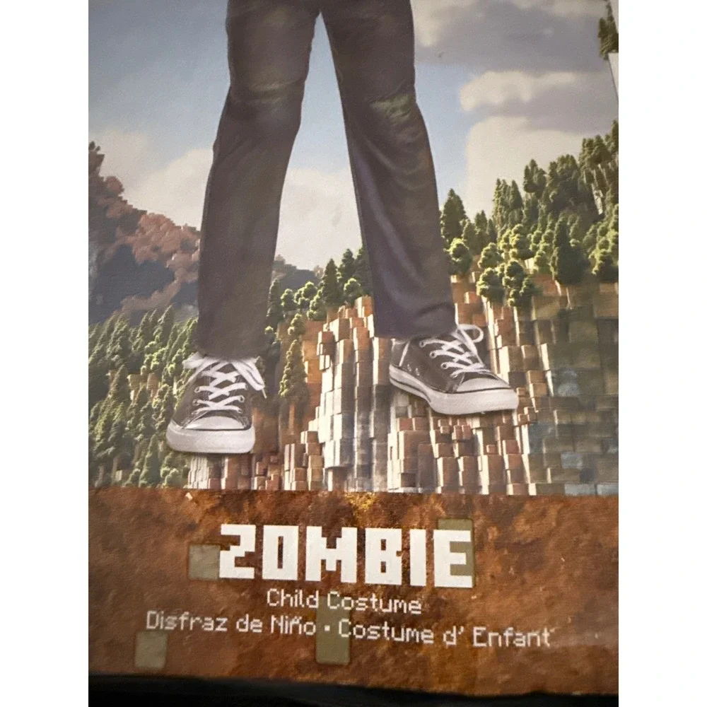 Minecraft‎ Movie ZOMBIE Jumpsuit Costume Size M 7-8 Mask Glows NIP Unisex